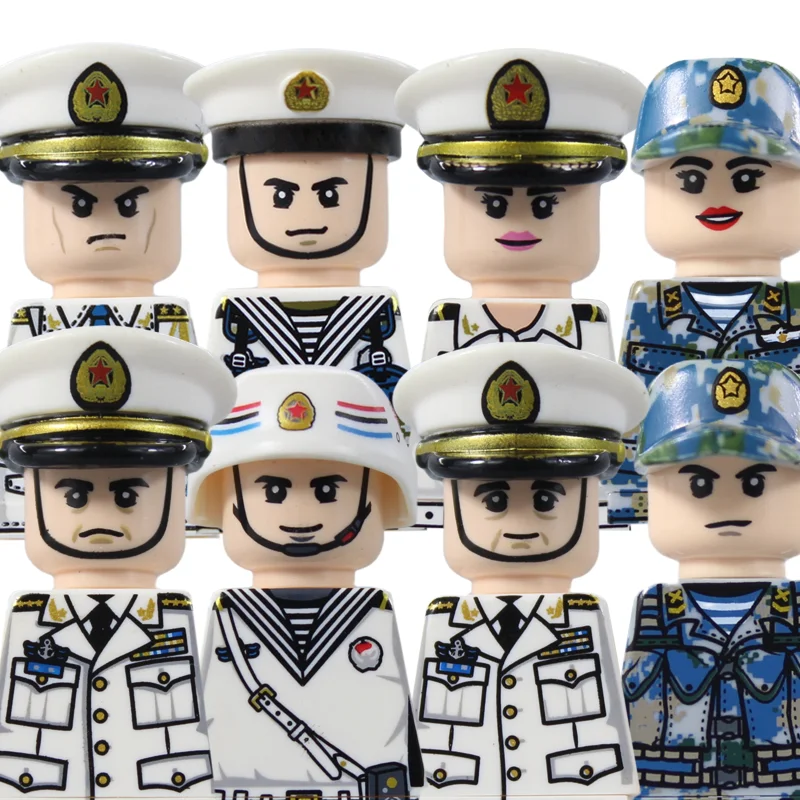 MOC 군사 병사들 제2차 세계대전 독일 해군 피규어 블록 조립 파일럿 U보트 지휘관 전사 무기 부품 브릭 장난감 어린이용