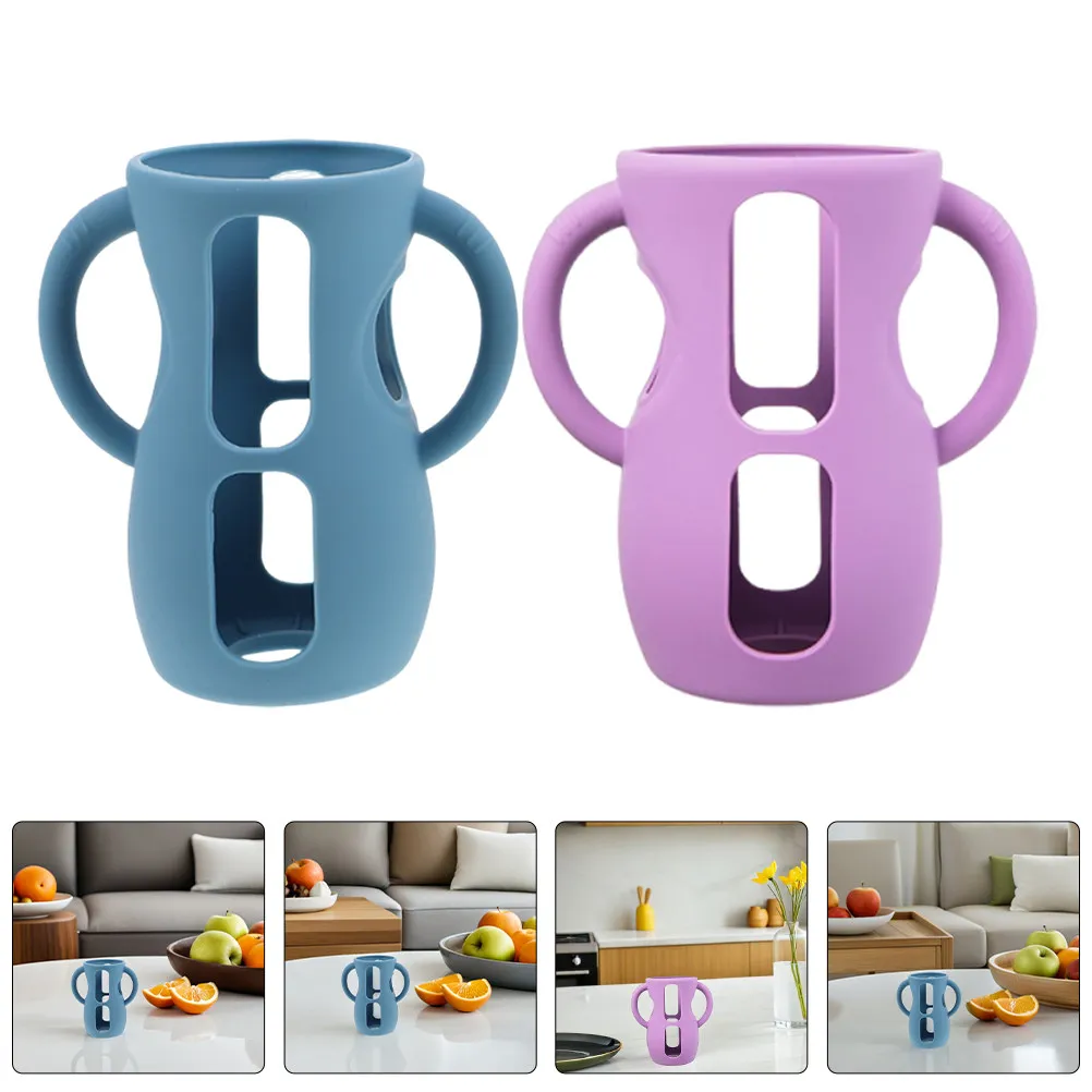 

2Pcs Baby Bottle Sleeve Silicone Protective Cover Compatible Nursing Feeding Bottle Grip Protector