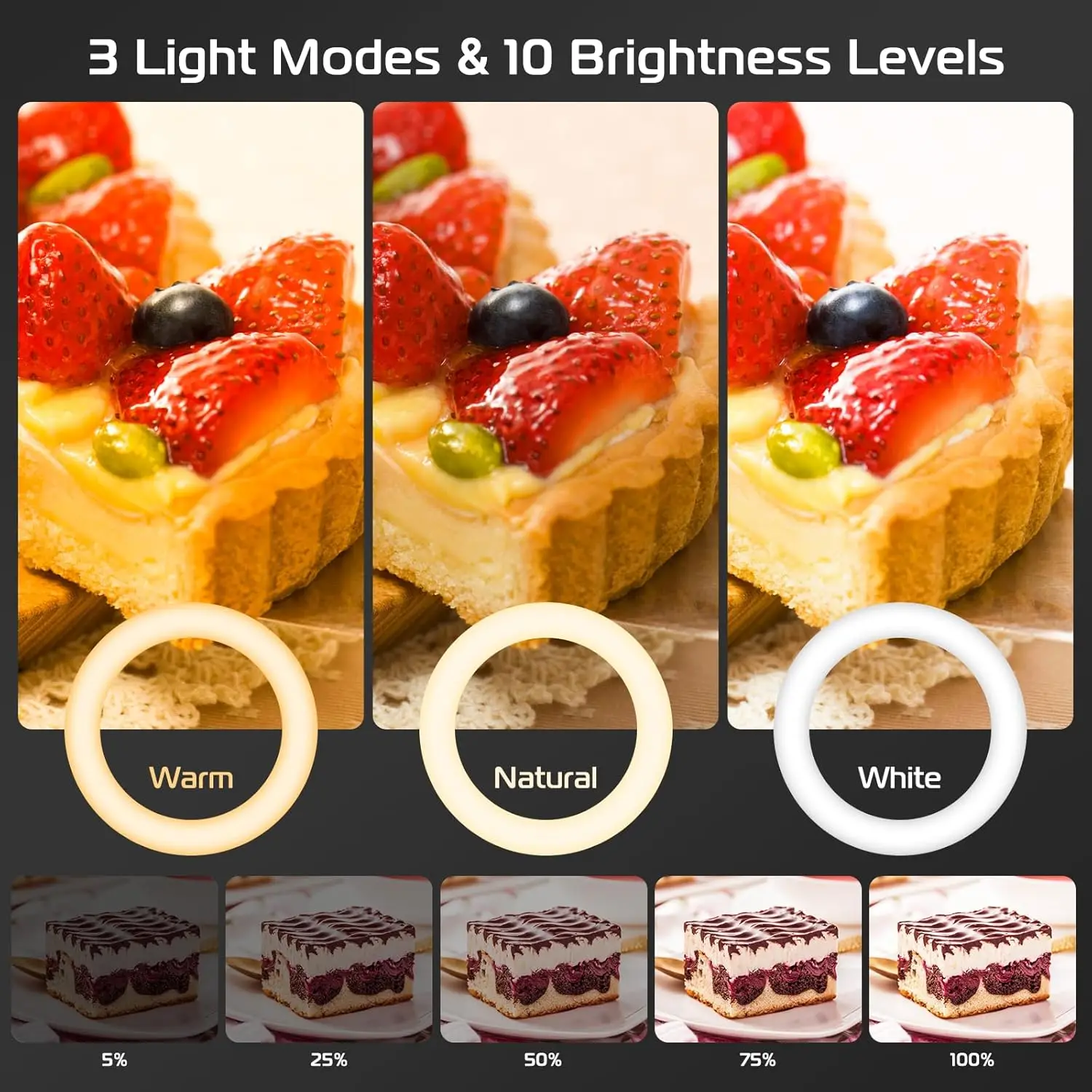 بث مباشر للهاتف LED يملأ الضوء مع حامل هاتف بذراع آلي مرن، تسجيل تصوير ثابت، عصا سيلفي للبث المباشر