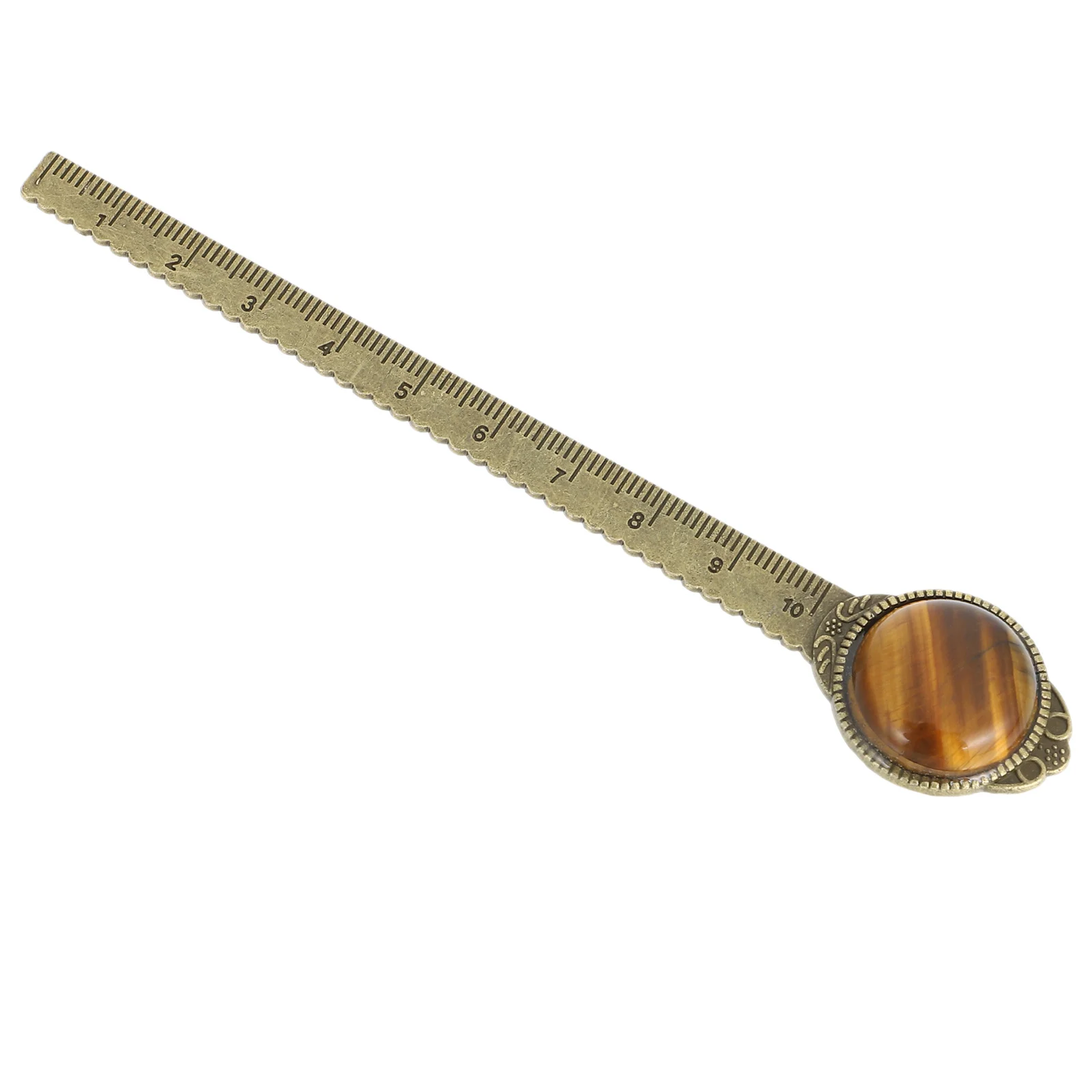 Semi-Precious Stone Bookmark Creative Alloy Ruler Reading Tool For Students School Office Home Stationery Gift