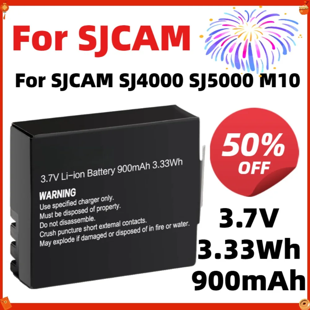 

900mAhBattery For SJCAM SJ4000 SJ5000 M10 Action Camera Replacement 3.7V 3.33Wh Lithium Battery ForSJCAM Logo Camera Accessories