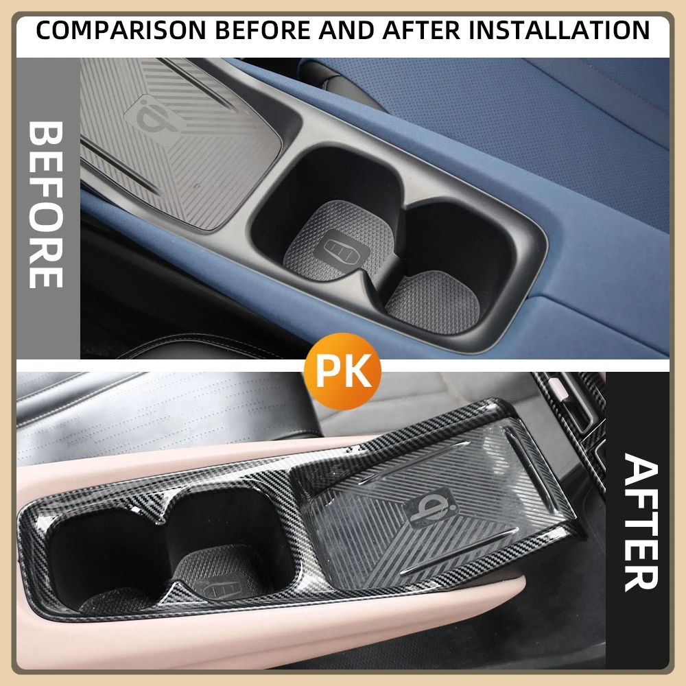 تقليد ألياف الكربون الداخلية والعتاد التحول غطاء حامل الكأس الكسوة ل BYD دولفين ميني ل BYD النورس 2024 2025 #3