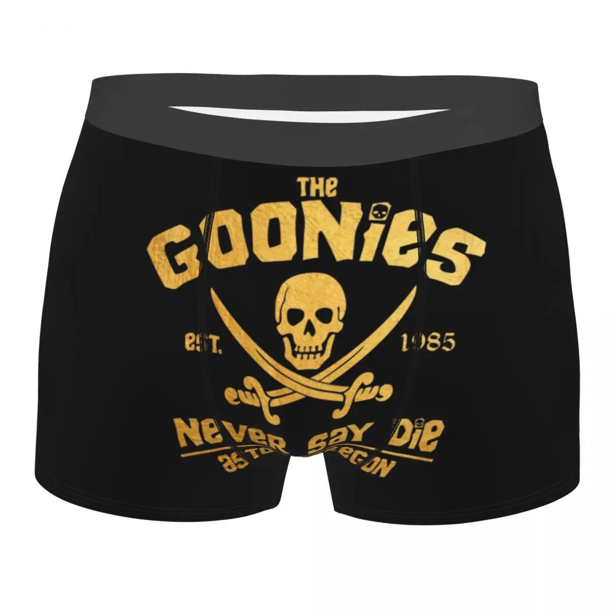 Custom The Goonies Never Say Die Boxers Shorts Men's Gothic Pirate Skull Briefs Underwear Novelty Underpants