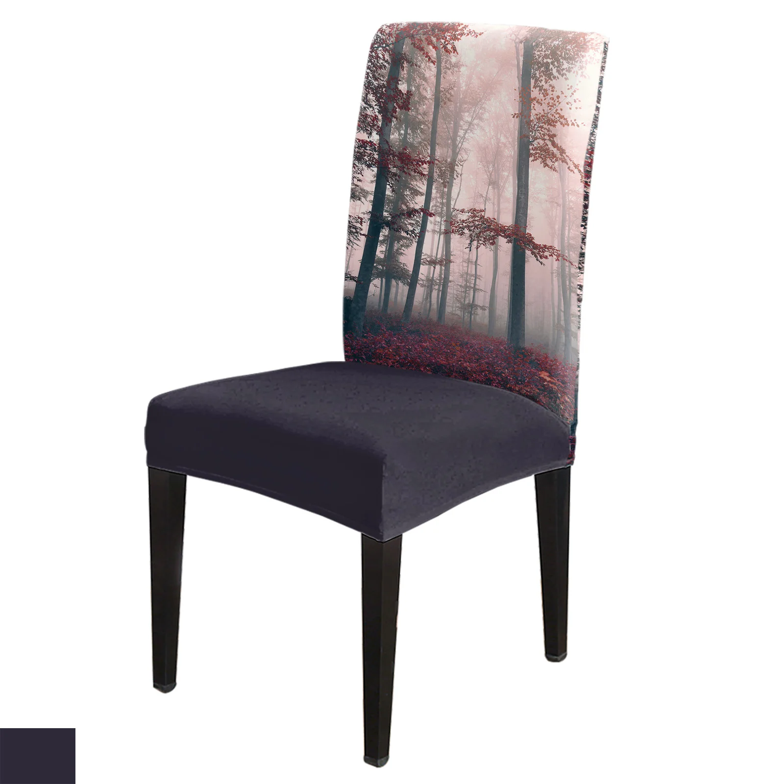 Autumn Woods Mysterious Fog Dining Chair Covers Spandex Stretch Seat Cover for Wedding Kitchen Banquet Party Seat Case