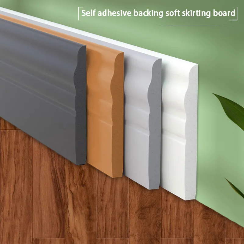 3m long cream wind self-adhesive skirting, made of NBR foam, suitable for indoor corners and waistlines