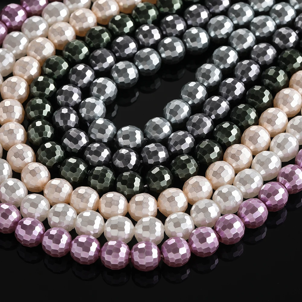 

4-12mm Faceted Glass Imitation Pearl Beads Jewelry Loose Bead Handicraft for Jewelry Making DIY Bracelet Necklace Accessories