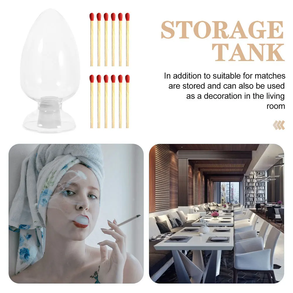 

3Pcs Glass Match Jars Transparent Holders Small Storage Bottles Decorative Cloche for Fireplace Match Cloche Transparent Bottles