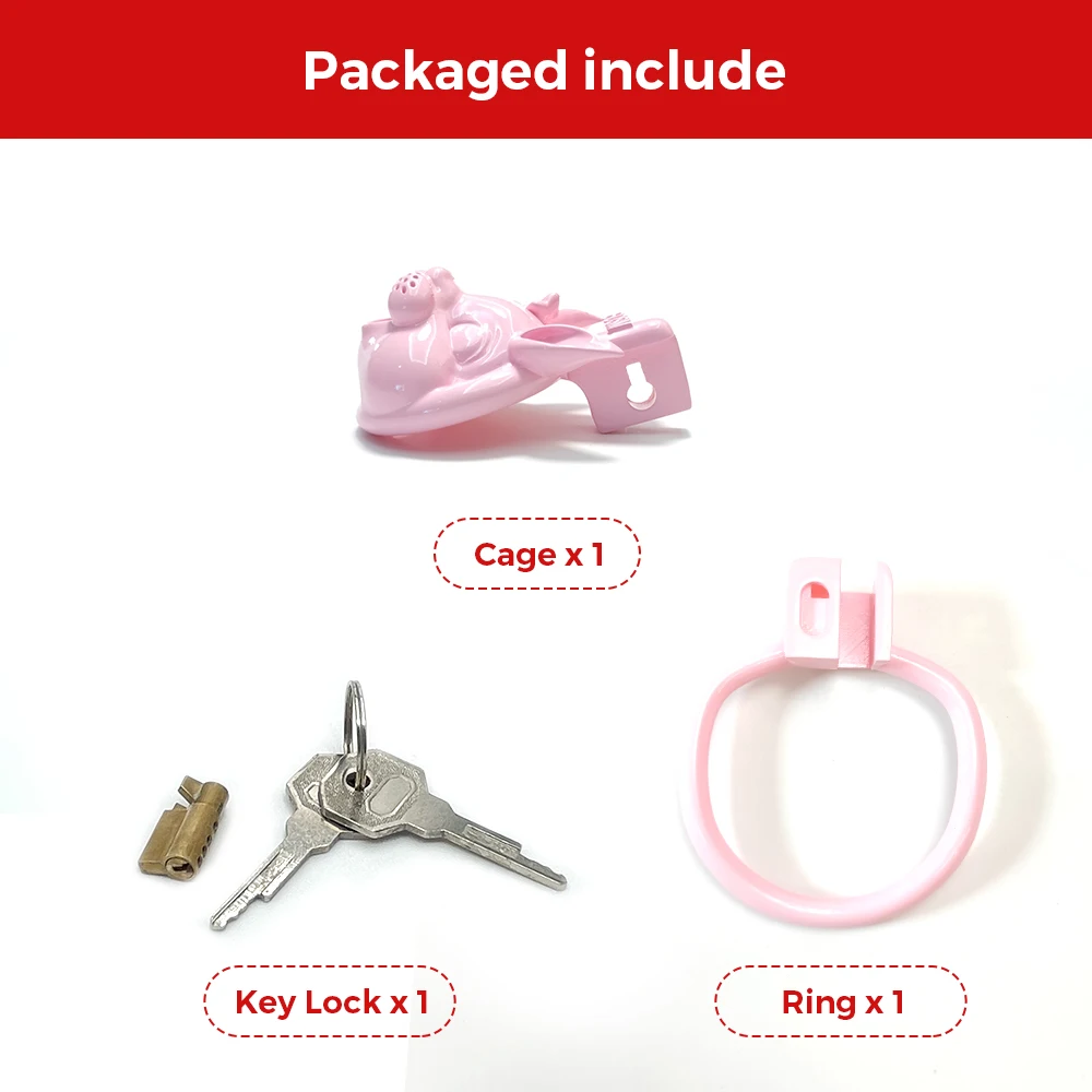 Cute Rabbit Chastity Cage with Stealth Lock Ring BDSM Pink Cock Cage Penis Rings Sex Tool For Men Sissy Adult Sex Toys