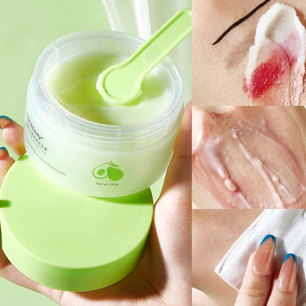 Kiss Beauty 아보카도 클렌징 크림 - 3-in-1 눈, 입술, 얼굴 클렌저, 부드럽고 철저하게 메이크업을 모두 지워줍니다.