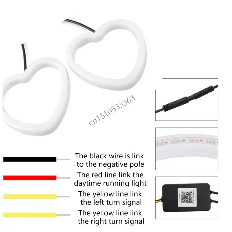 090E Auto Rijden Waarschuwingslampje Mistlamp DRL Licht Auto LED Angel Eyes Ringen Hartvormige Ringen Mobiele APP Controle