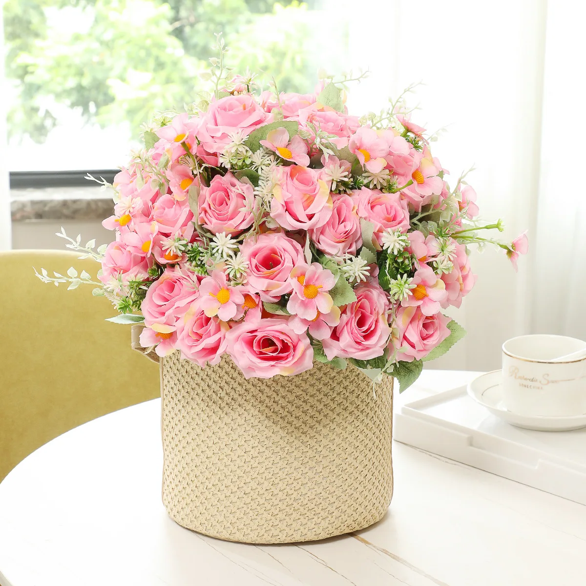 4-head 7-fork Artificial Flower Bouquet Grass Wedding Wedding Flower Arrangement Decoration Living Room Mariage