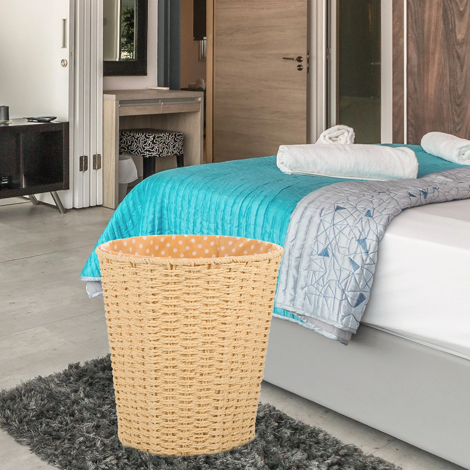

Storage Basket Laundry Woven Handmade Natural Household Container Bedroom Bathroom Decorative Hamper Stain Resistant