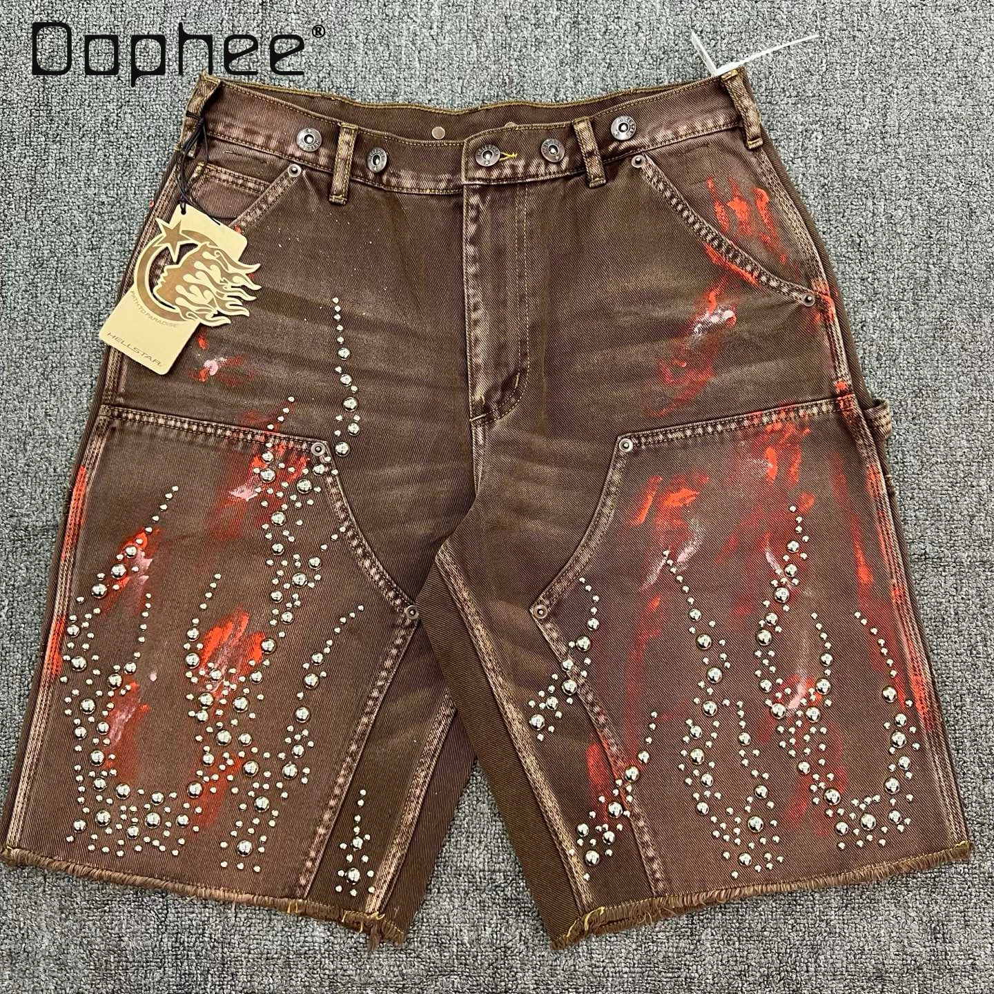 

Европейские и американские уличные панк-тренды, джинсовые широкие брюки, свободные узкие мужские джинсы со стразами и бисером, готический принт