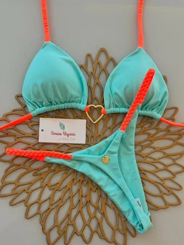 Imagen 1 del producto Micro Bikini 2025, traje de baño para mujer, traje de baño Sexy de lujo, conjunto de Bikini brasileño con cuello Halter, Bikini verde con realce, ropa de playa con perlas para mujer