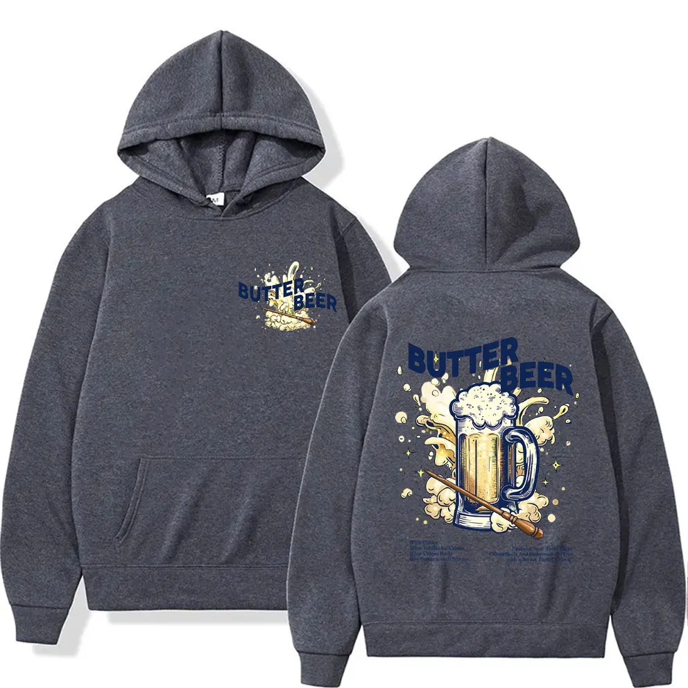Funny Butter Beer Graphic Print Hoodie Men Women Fashion Casual Oversized Pullover Male High Quality Fleece Cotton Sweatshirt