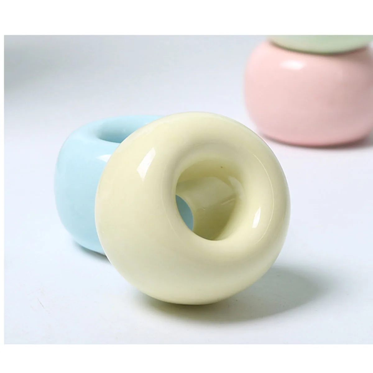 

2Pcs Mini Toothbrush Holder Stand Ceramic Material Easy Clean Modern Vanity Organizer for Bathroom Desk Use Yellow