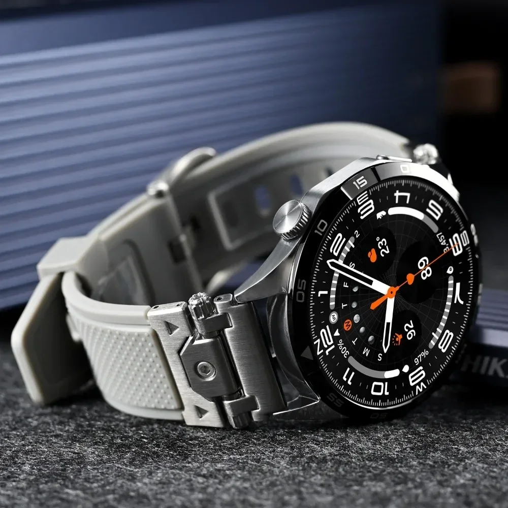 22mm Metal Connector Silicone Band for Huawei Watch GT5/4 46mm Men Sports Strap for HUAWEI WATCH GT5/3pro 46MM Ultimate Bracelet