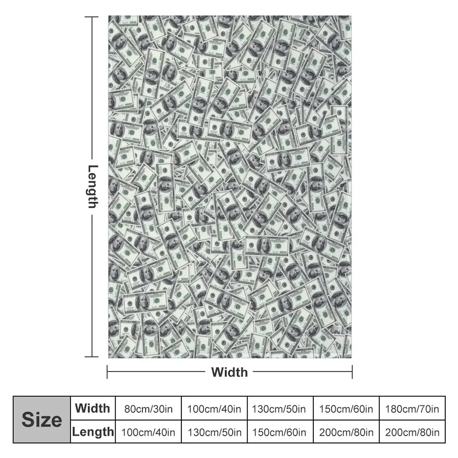 Customize Giant money background 100 dollar bills Throw bed plaid manga Giant Sofa Loose Blanket throw blanket