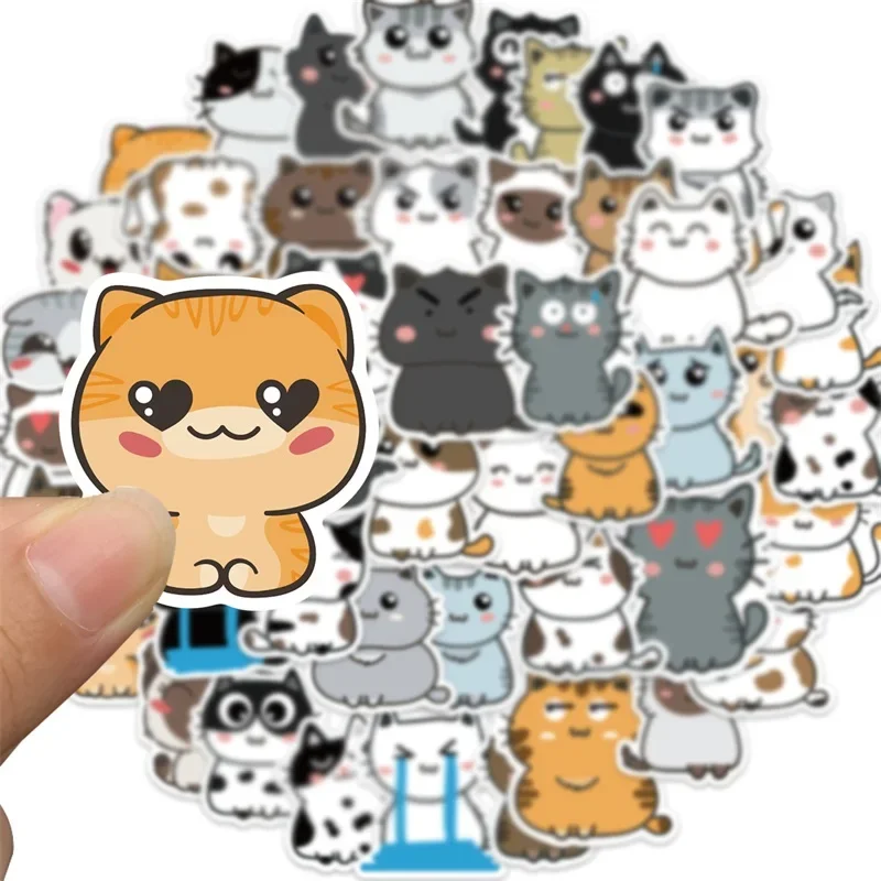 10/30/50PCS Kawaii Cat Sticker Aesthetic PVC Laptop Sketchbook Stationery Decoraction Scrapbooking School Supplies for Kids