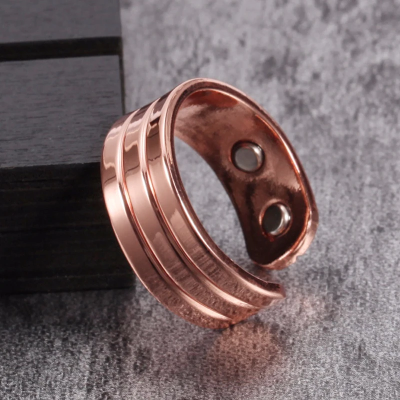 Pure Copper Magnetic Ring for Women Men Trendy Health Energy Copper Men's Rings Open Cuff Adjustable Finger Ring Men