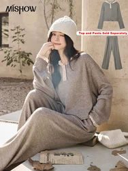 MISHOW Women's Sweatshirt Wide Leg Pants Separately 2025 Fall Winter Lace Splicing Hooded Casual Elastic Waist Pants MXD34V0098