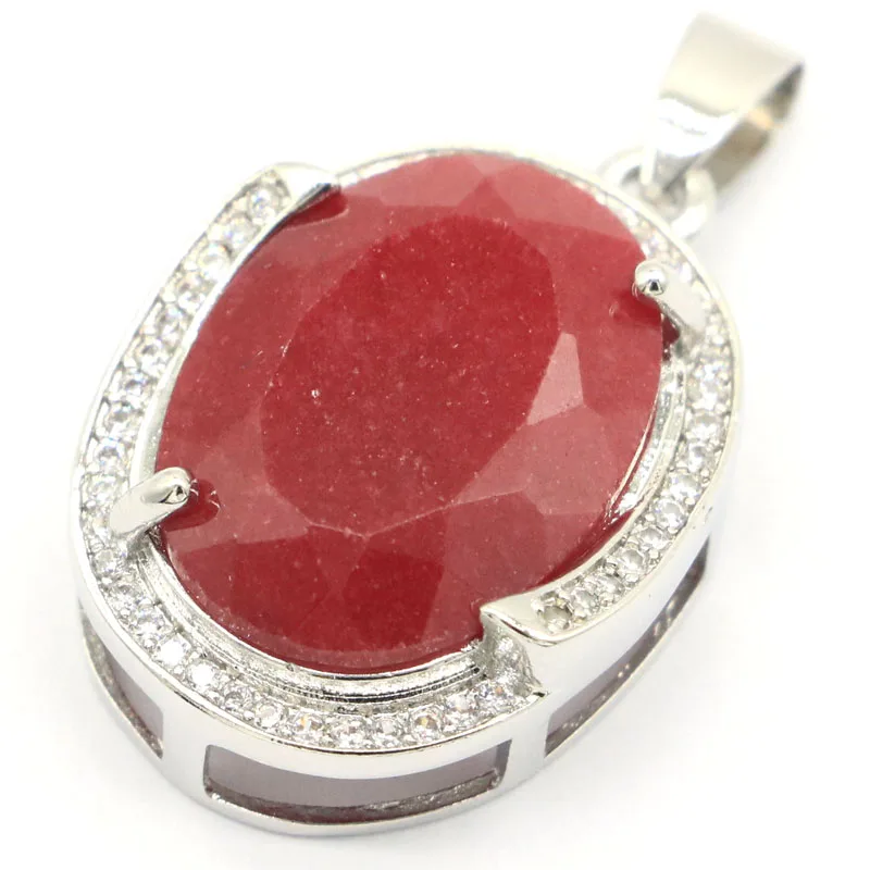 Buy 4 Get 1 Free 33x20mm Luxury Red Ruby Green Emerald White CZ Woman's Wedding Silver Pendant