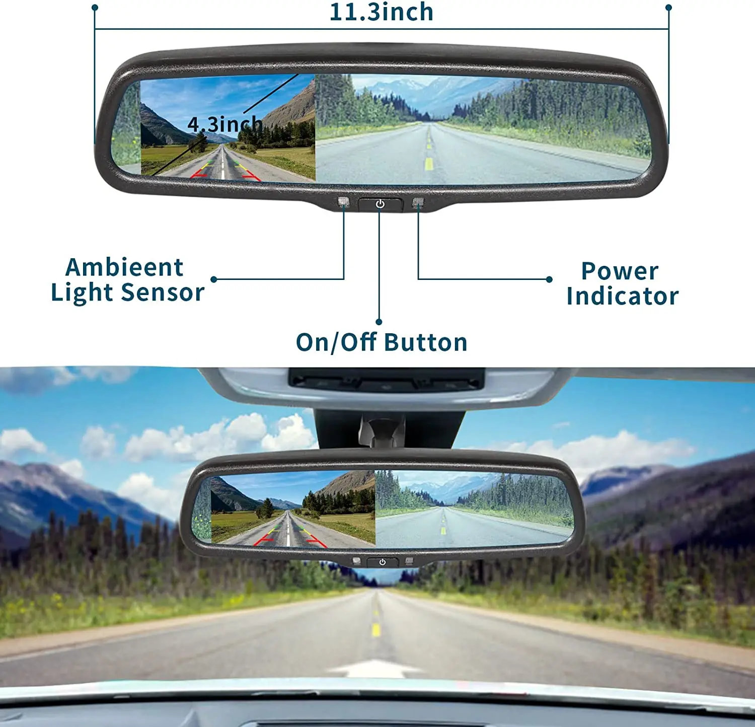 iPoster 4.3 Inch LCD Car Rear View Mirror Monitor with No12 Bracket OEM Reversing Camera For Honda Isuzu BYD Peugeot Citroen