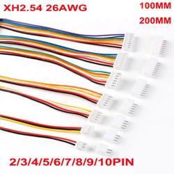 10Sets XH2.54 Male Plug Connector+ Female Straight Needle 2/3/4/5/6/7/8/9/10Pin 26AWG Pitch 2.54MM With 100MM/200MM Wire