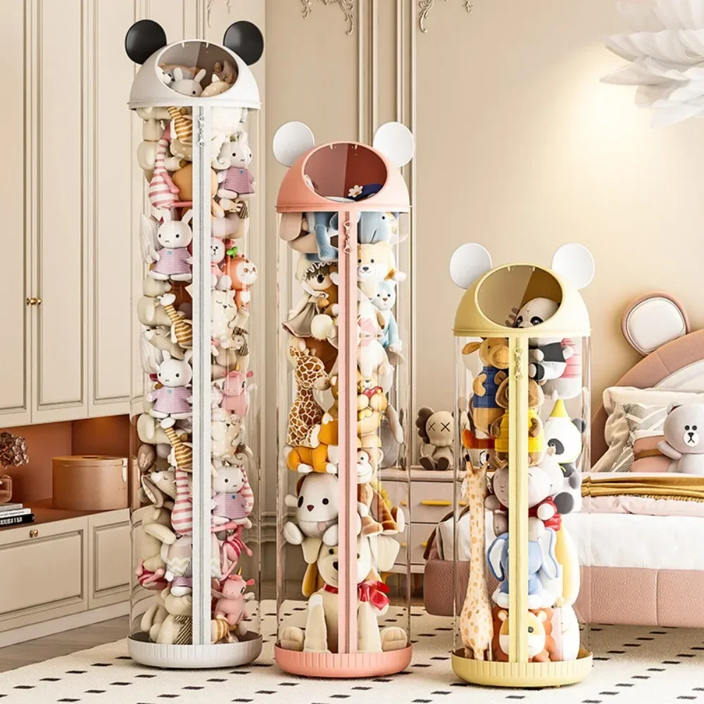 

Doll Storage Tube Children Plush Toy Storage Basket Household Transparent Space Saving Storage Box Large Capacity Display Box
