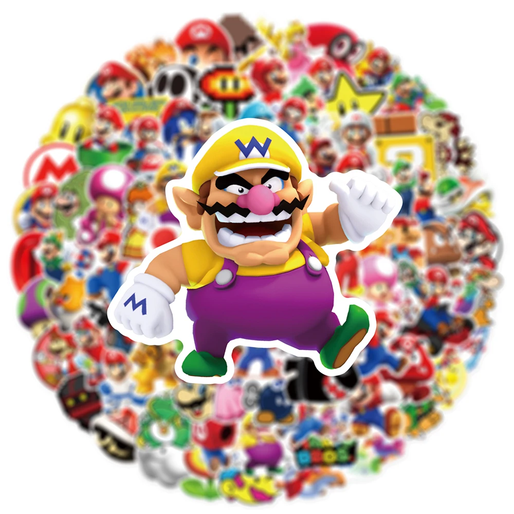 10/30/50/100pcs Cartoon Super Mario Bros Game Stickers Decals DIY Water Bottle Laptop Cute Anime Graffiti Sticker Packs for Kids