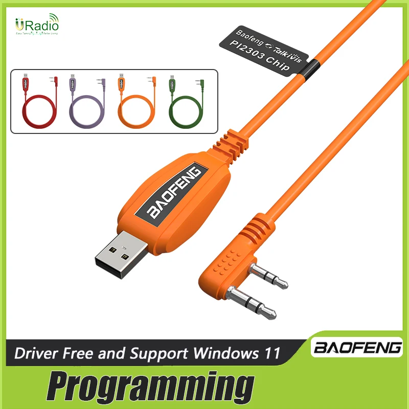 Baofeng USB Programming Cable for UV-5RHPro UV-17 UV-25 Quansheng UV-K6 Support Window 11 Driver Free Colorful Radio Accessories