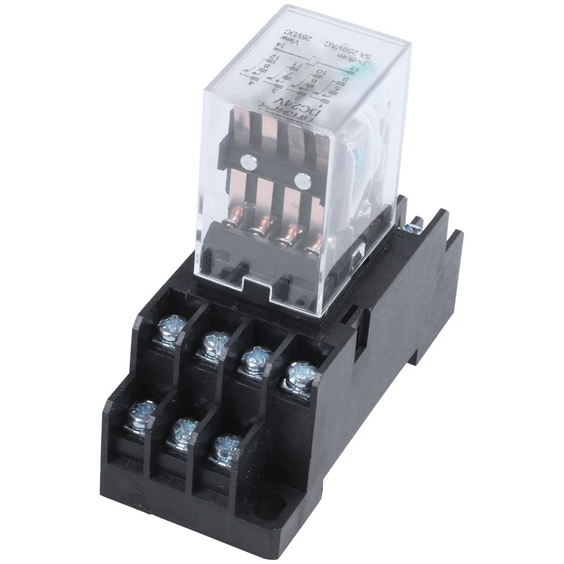 2X DC 24V ขดลวดโวลต์4PDT 14ขารีเลย์แม่เหล็กไฟฟ้ารีเลย์ HH54P