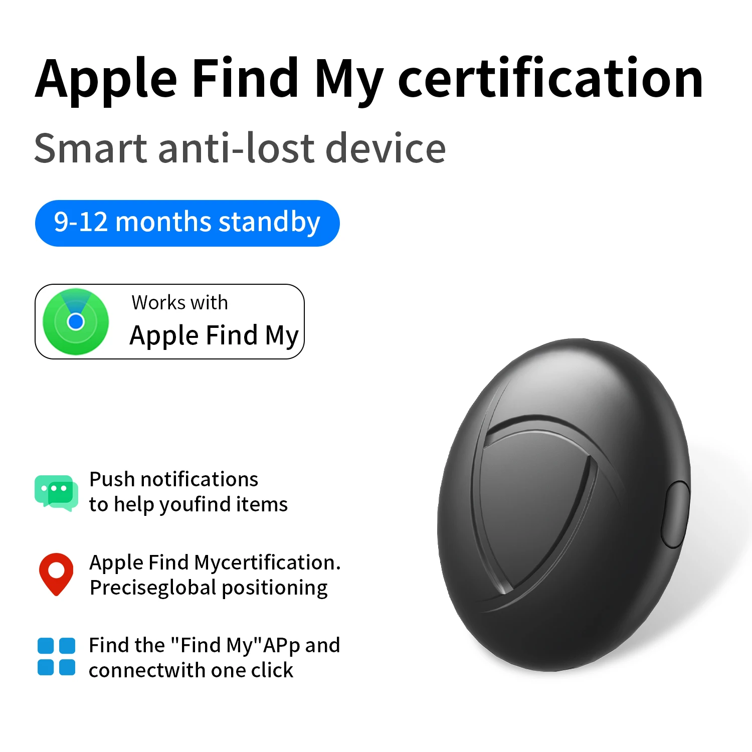 

2026 New [MFi Certified] Air Tracker Tags(iOS Only), Bluetooth Tracker for Find My, Replaceable Battery Key Finder