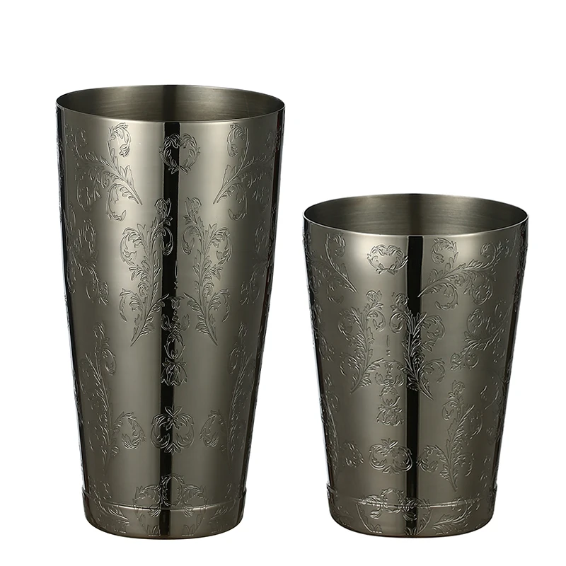 Stainless Steel Boston Shaker Bar Shaker with Different Surface Finish -2 Piece Cocktail Shaker, 15-Ounce and 25-Ounce