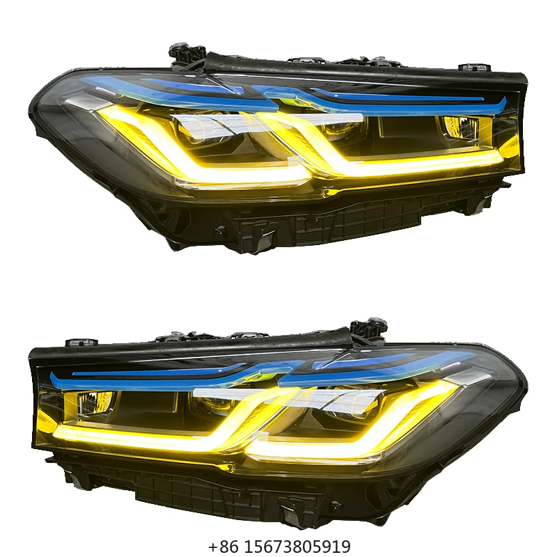 

for 5 Series G38 540i Headlight Assembly 2018 2022 G30 Head Light Upgrade M5 LED Headlamp Yellow DRL
