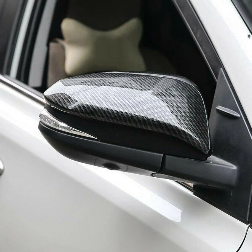 ABOK-Carbon Fiber Side Rear View Mirror Cover Cap Decor Trim For Toyota Hilux Revo Vigo Fortuner Highlander RAV4 Innova
