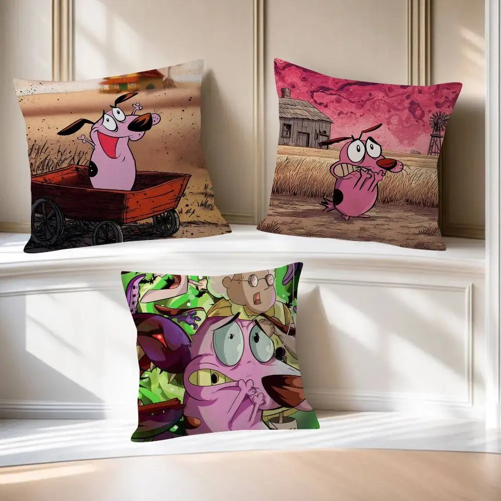 Coussin décoratif C-Courage Cowardly Dog, cadeau pour la maison, le bureau, la chambre, le canapé, la voiture, housse de coussin