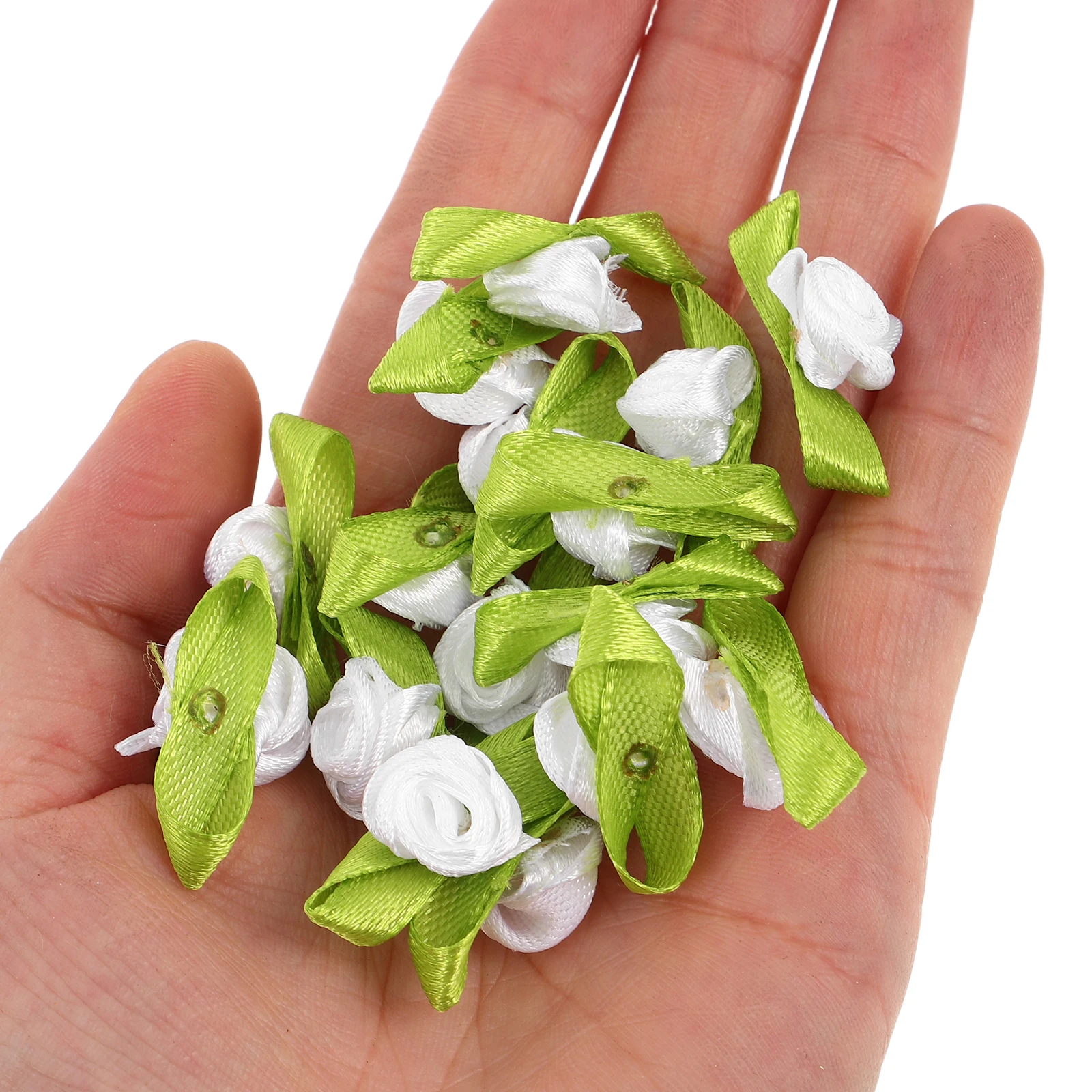 

500pcs Mini Satin Ribbon Rose Flower Heads for DIY Garland Party Favors Craft Decoration Accessories
