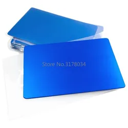 10pcs/pack 304 Stainless Steel Thick 0.8mm Blue Metal Business Cards Blanks Card for Customer Laser Engraving DIY Gift Cards