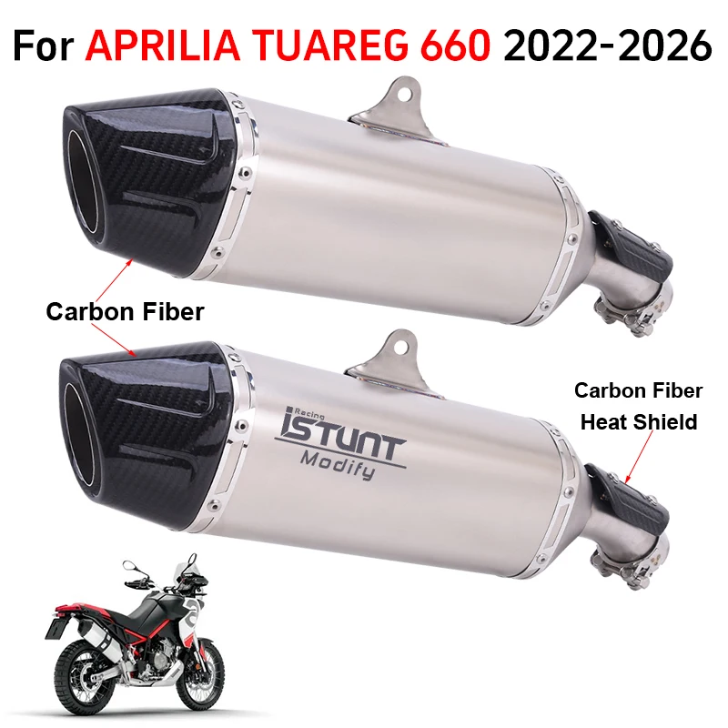 Slip On For APRILIA TUAREG 660 2022 - 2026 Motorcycle Exhaust System Escape Mid Link Pipe With Carbon Fiber Muffler DB Killer