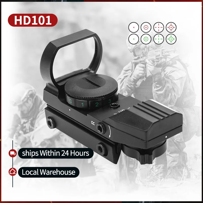 

HD101 red dot 11mm/20mm rail rifle sight hunting optical holographic mirror 4 division tactical air gun