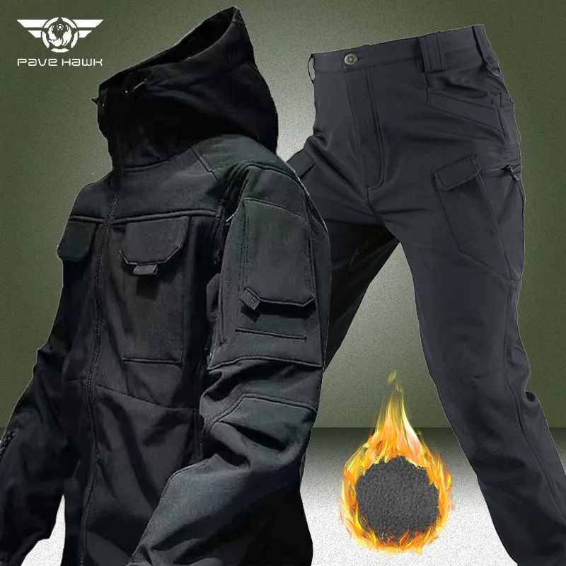 Militär vlies setzt Männer Winter Hai Haut Soft shell wind dichte wasserdichte Anzüge Armee Outdoor taktische Jacken Armee Cargo hose