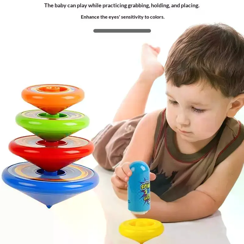 Spinning Top Gyroscope Toy Set with Launcher Flying Stackable Design for Kids Party Favors Birthday Gifts