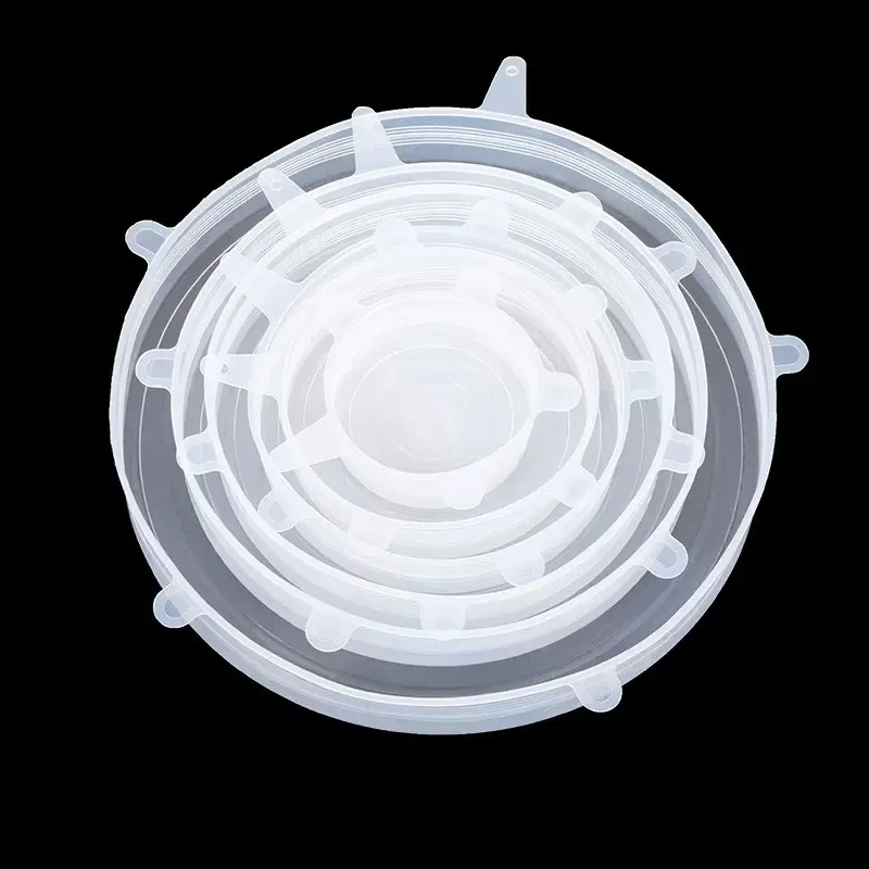 6 Pcs Silicone Cover Stretch Lids for Kitchen Microwave Food Covers Bowl Caps Elastic Silicone Lid Cap Universal Adaptable Lids