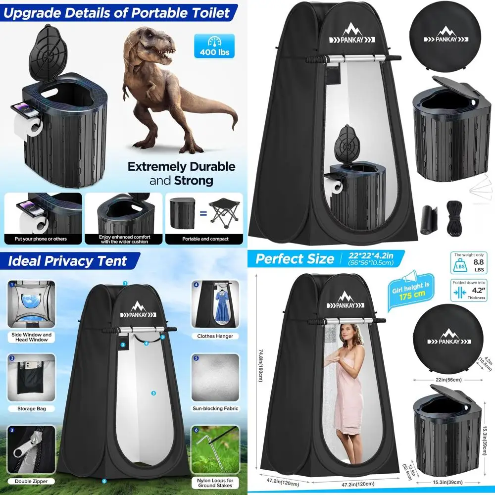 

X-Large Pop-Up Privacy Tent Туалет для взрослых — портативный горшок для кемпинга с моющейся, складной конструкцией и сумкой для переноски