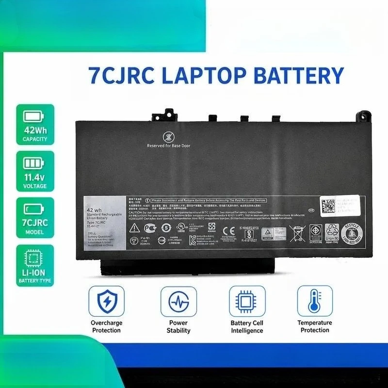 For Dell Latitude 7CJRC Built-in Battery E7270 E7470 Notebook 42WH Replacement Internal Laptop Battery