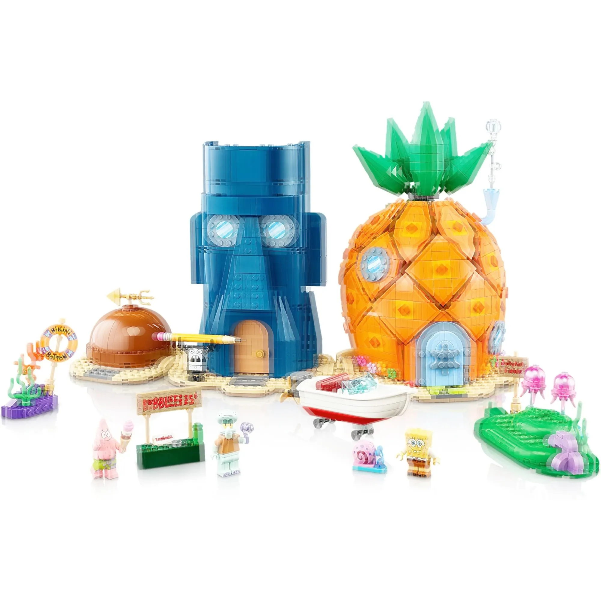 1794Pcs Sponge Cartoon Bikini Bottom Building Blocks Pineapple House Squidward Easter Island Home Bricks Toy