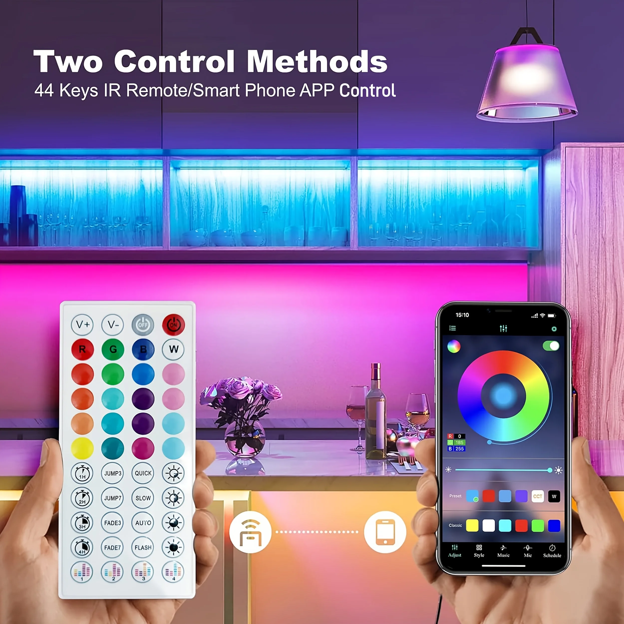 40M/131Ft LED Strip Lights APP Control Color Changing RGB Led Light Flexible Lamp Tape for Room Decoration TV Backlight Diode