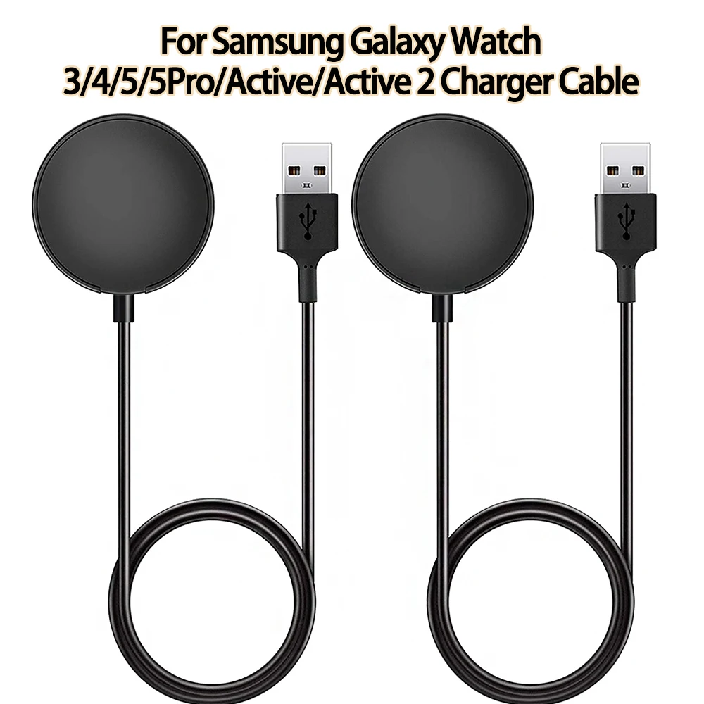 2Pcs  For Samsung Galaxy Watch 4 Charger Cable For Samsung Watch 5 / 5Pro / Active 2/ Active Watch USB Charging Adapter Cable