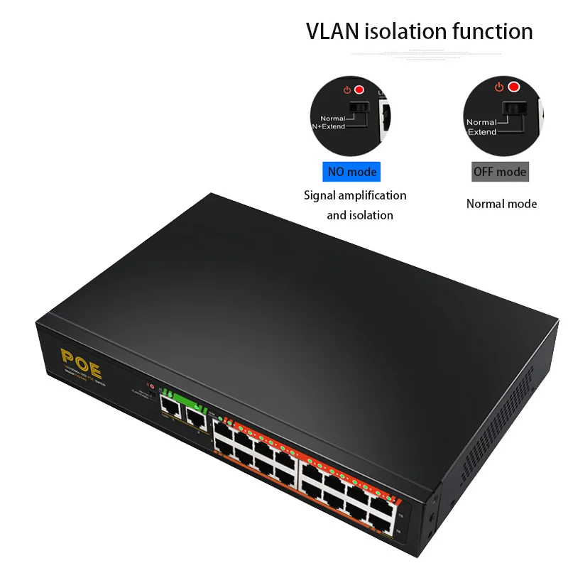 Imagem -02 - Hub Fast Ethernet Internet Splitter Gigabit Poe Switch Vlan Switch Jogo Ethernet Rede Switcher 2-port 1000m Mais 16-port 100m Rj45